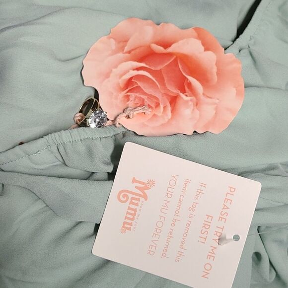 Show Me Your Mumu Heather Halter Formal Dress in Dusty Mint Crisp Size Medium - Picture 6 of 7